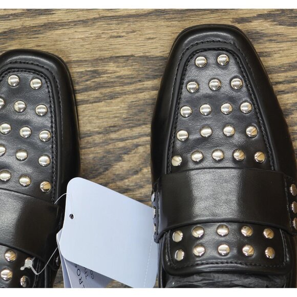 Aerosoles Womens Studded Tailored Loafer Faux Leather Black / Silver 8M - Picture 7 of 11